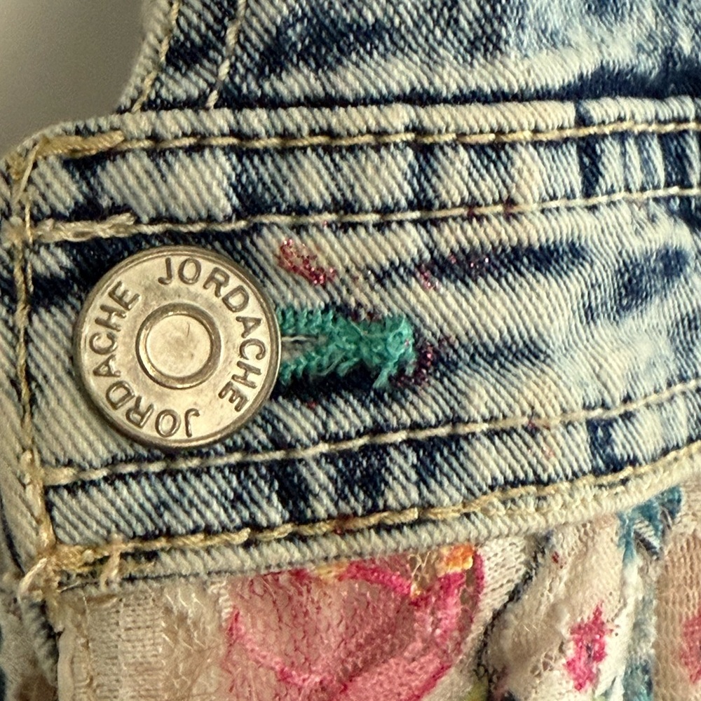 90's Jordache Girls Blue Jean Denim & Tulle Overalls Style Dress Size XL (14/16) - Picture 4 of 6
